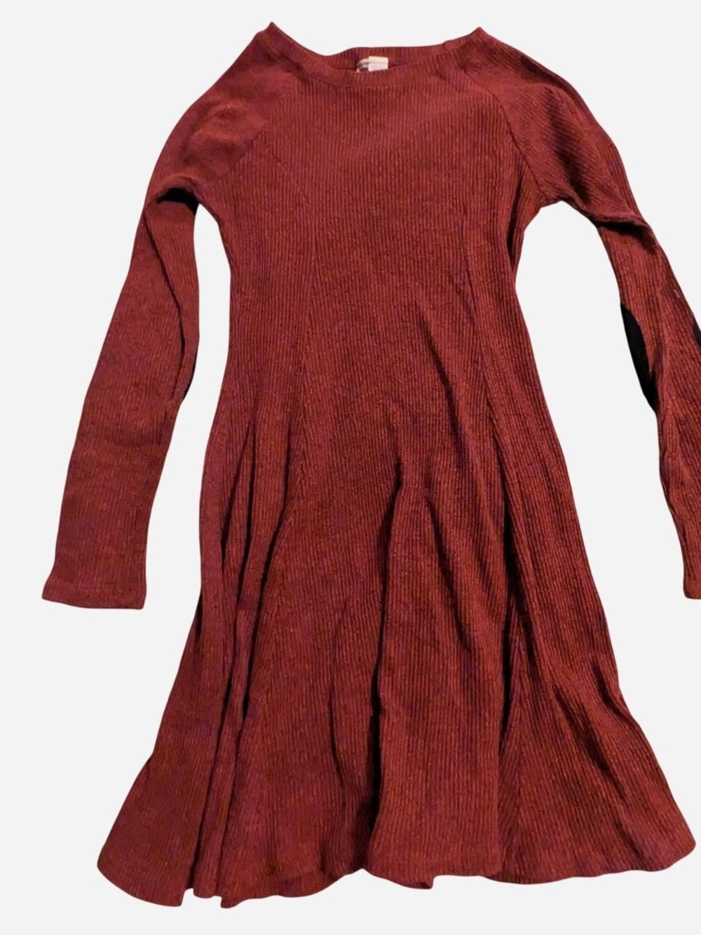 Alya Long-Sleeve Ribbed Mini Dress in Burgundy